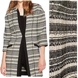 ANNE KLEIN | 3/4 sleeve textured 1-button duster cardigan in oyster/black, XL